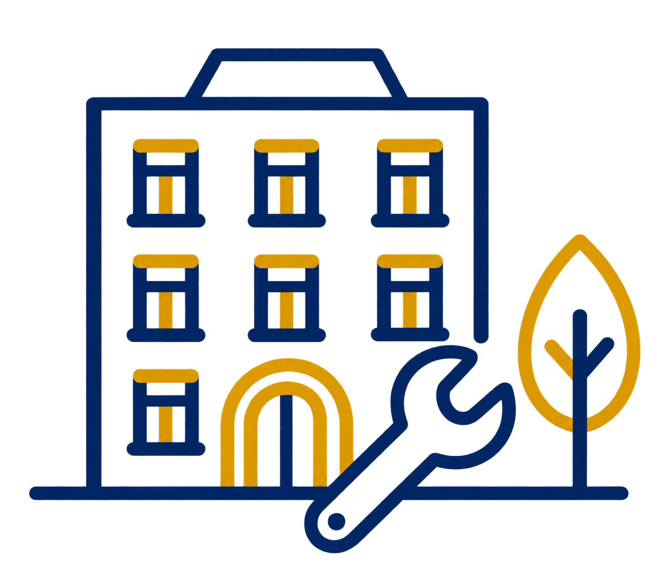 Building with wrench illustration